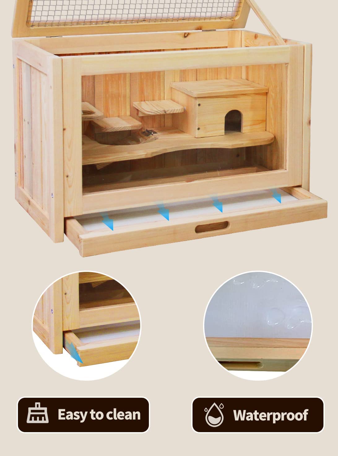 Wooden Small Animal Cage Small Pet Crates-Warm House