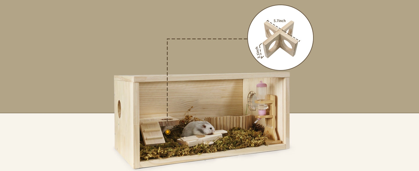 Wooden Hamster Cage Natural Hamster Habitat-Kaiyopop